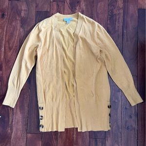 Christopher & Banks gold, button up cardigan